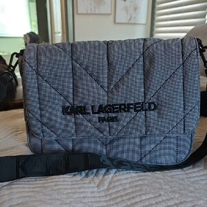 Karl Lagerfeld Gray Quilted Messenger Bag